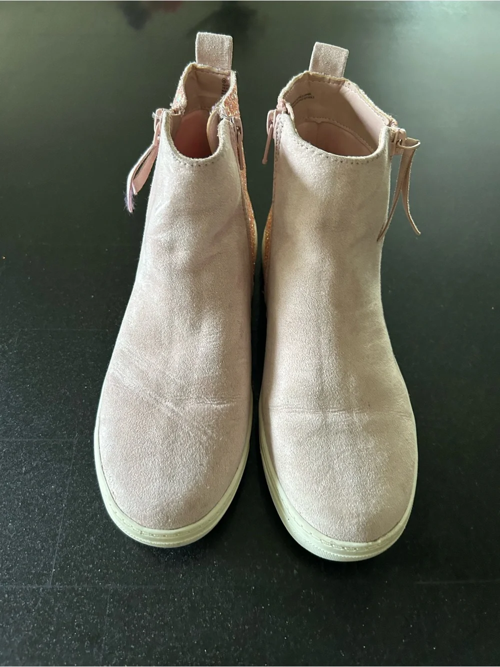 Kids Pink Glitter Back High-Top Sneaker Boots